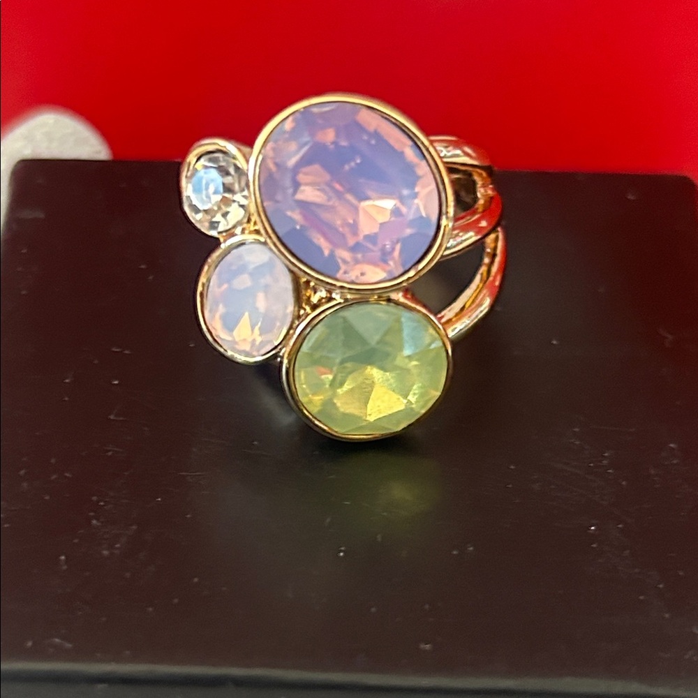 Pastel Bouquet Stone Crystal Cluster Ring - Women Jewelry -